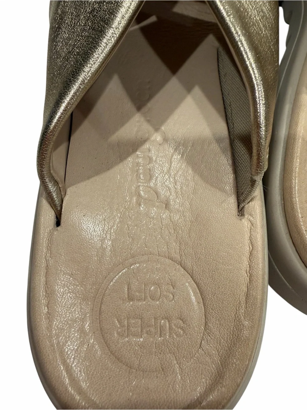 Paul Green Super Soft Metallic Gold Leather Knot Slide Sandals Women’s Size 6